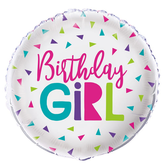 Confetti Birthday Girl Globo de aluminio de 18 pulgadas PLANO