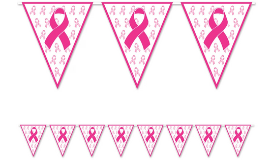 Pink Ribbon Pennant Banner