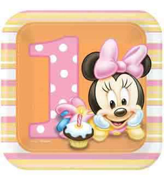 Minnie 1er Cumpleaños Plato (S) 8ct