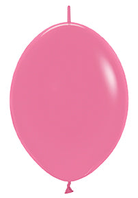 Bright pink 6-inch round latex balloon with a shiny finish and tied end.