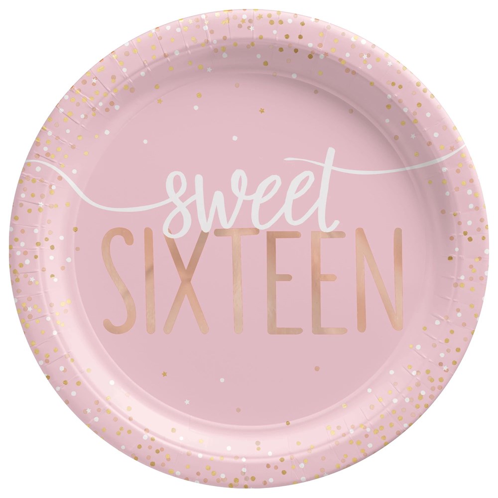 Dieciséis Blush 7in Foil Plate 8ct