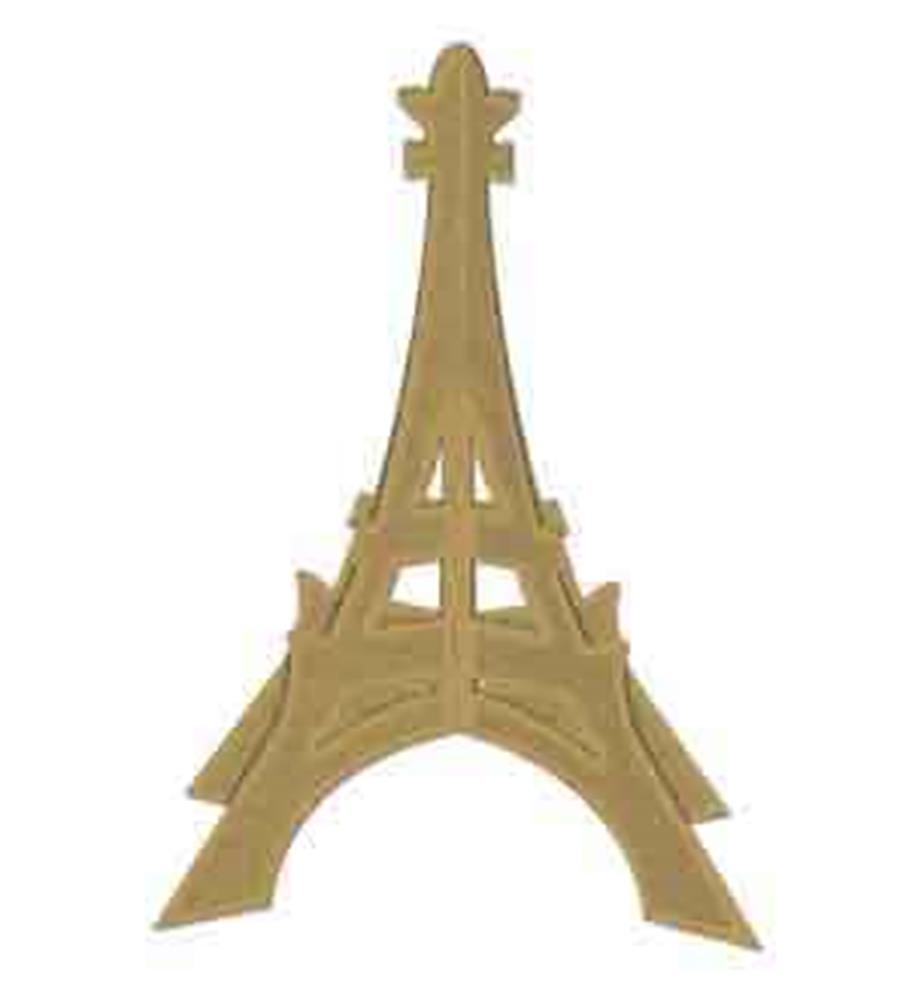 12-inch wooden 3D Eiffel Tower centerpiece with natural wood finish and simple geometric design.