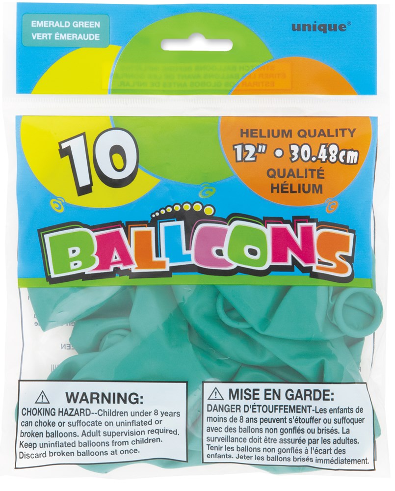 Emerald Green 12" Latex Balloons, 10ct