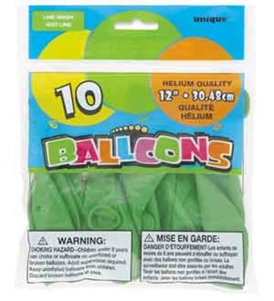 Lime Green 12 inch Latex Balloons 10ct