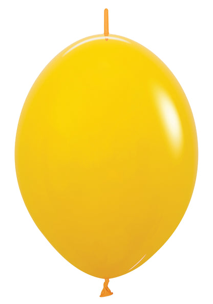 Glossy honey yellow latex balloon, standard round shape, 6 inches inflated size.
