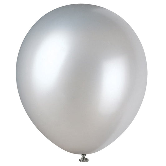 12"  Silver Latex Balloons, 8ct