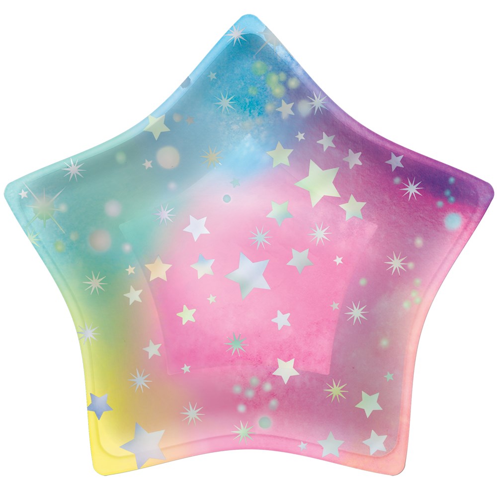 Luminous Iridescent Star Shaped Plate 7 inch 8ct