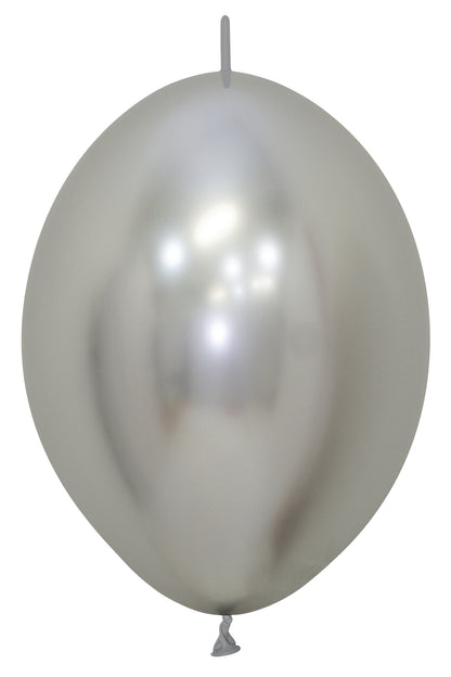 6 inch Sempertex Reflex Silver LINK-O-LOON Latex Balloons 50ct