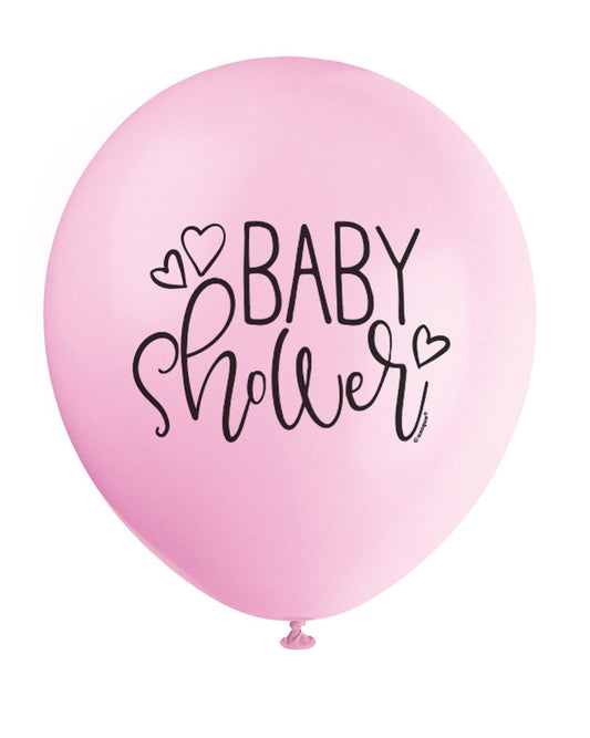 Petal Pink Baby Shower 12" Latex Balloons 8ct