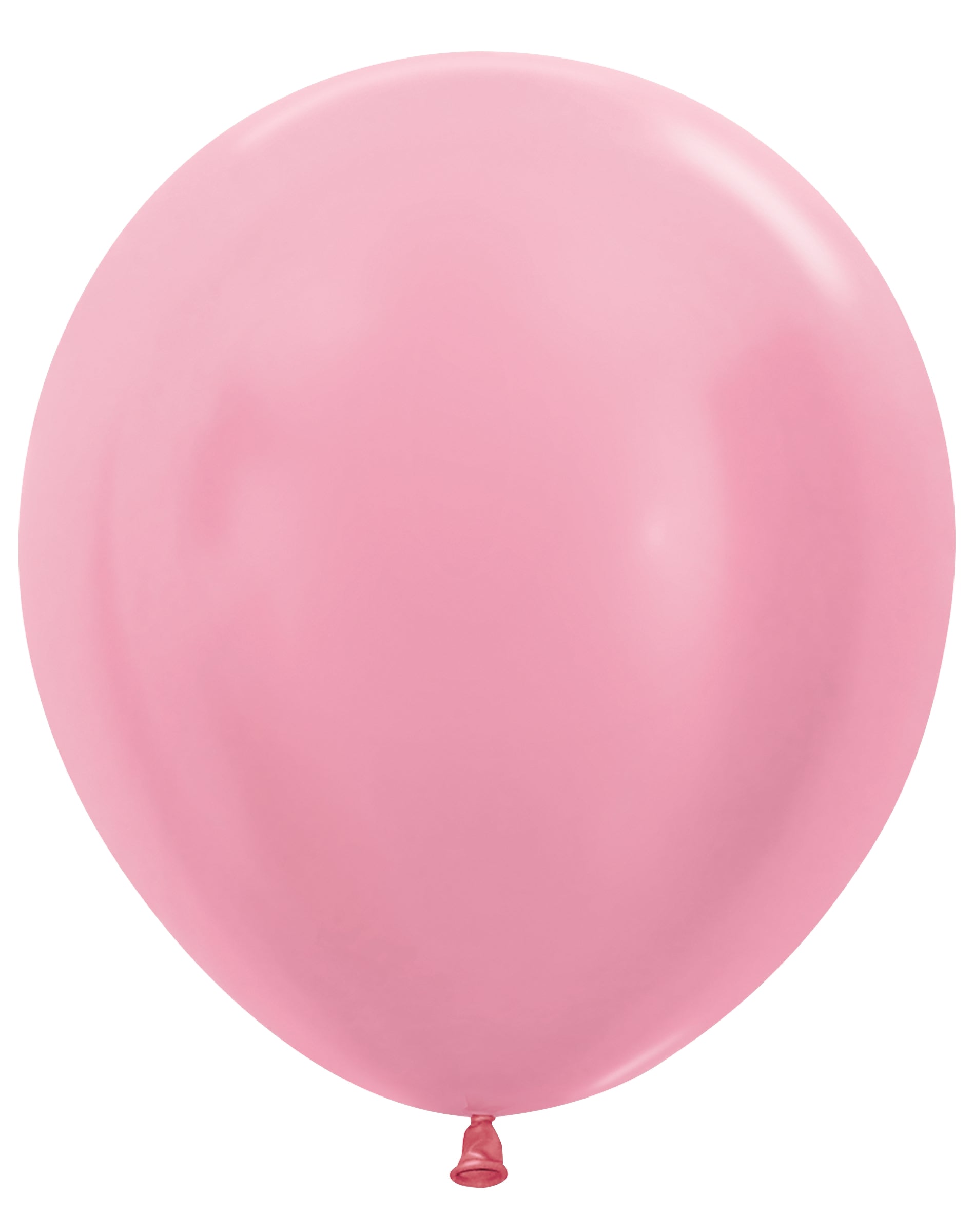 18-inch round pearl pink latex balloon with a smooth, shiny surface and tied neck.