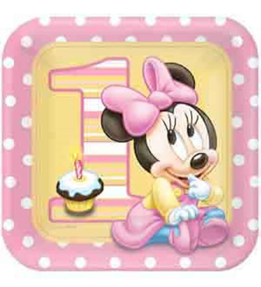 Minnie 1st Birthday Plate (L) 8ct