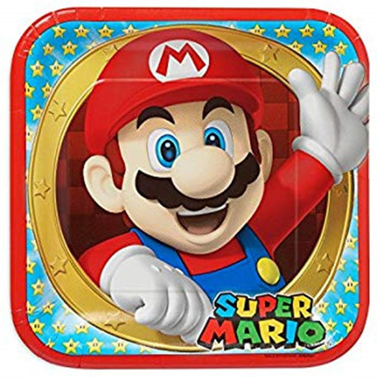 Super Mario Brothers Square Plates 9 inch 8ct