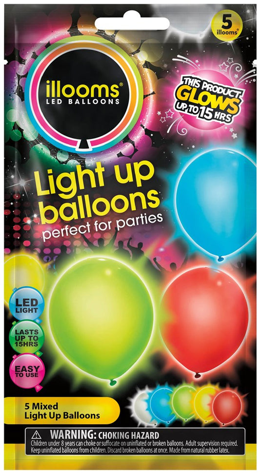 LED Balloon 5ct - Asst Bold