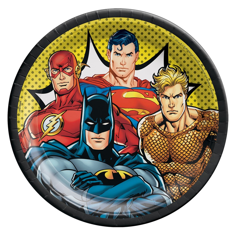 Justice League Heroes Unite Round Plates 9 inch 8ct