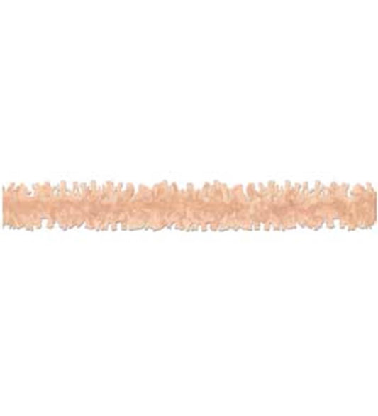 25ft peach-colored paper festooning with ruffled texture for party decoration.