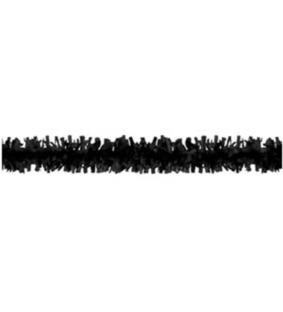 25ft black paper festoon garland with fringed edges, bulk party decoration trim.