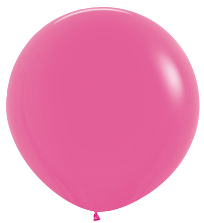 Two large 36-inch round latex balloons in vibrant deluxe fuchsia pink color.
