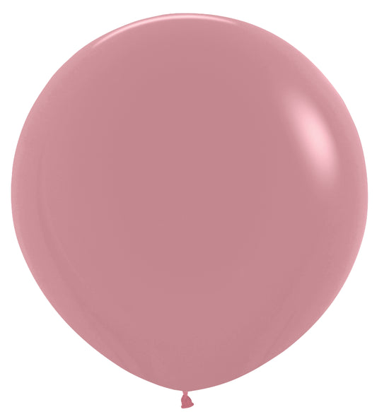 Two large 36-inch round latex balloons in matte rosewood pink color.