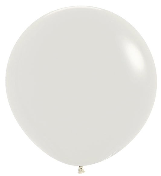 36-inch pastel cream latex balloon with a smooth, glossy surface and round shape.