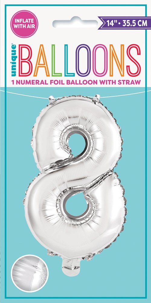 Globo Foil 14in Plata - No 8