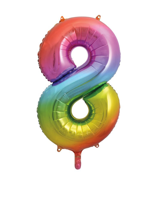 Jumbo Foil Number Balloon 34in Rainbow 8