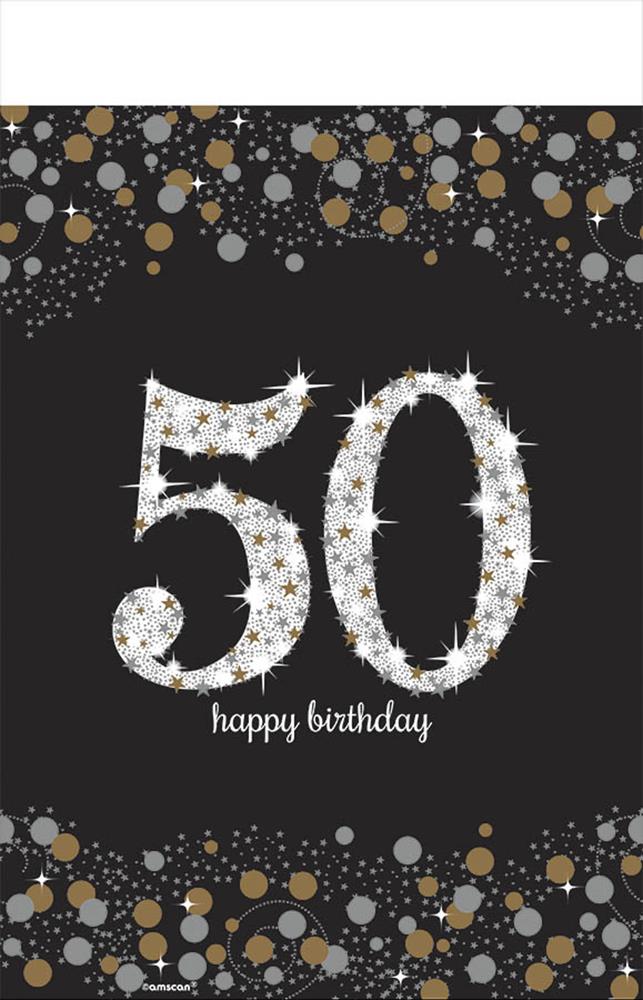 Sparkling Celebration Happy Birthday 50 Tablecover 54 inch x 102 inc1ct