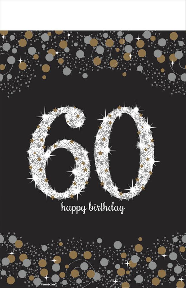 Sparkling Celebration Happy Birthday 60 Tablecover 54 inch x 102 inch 1ct