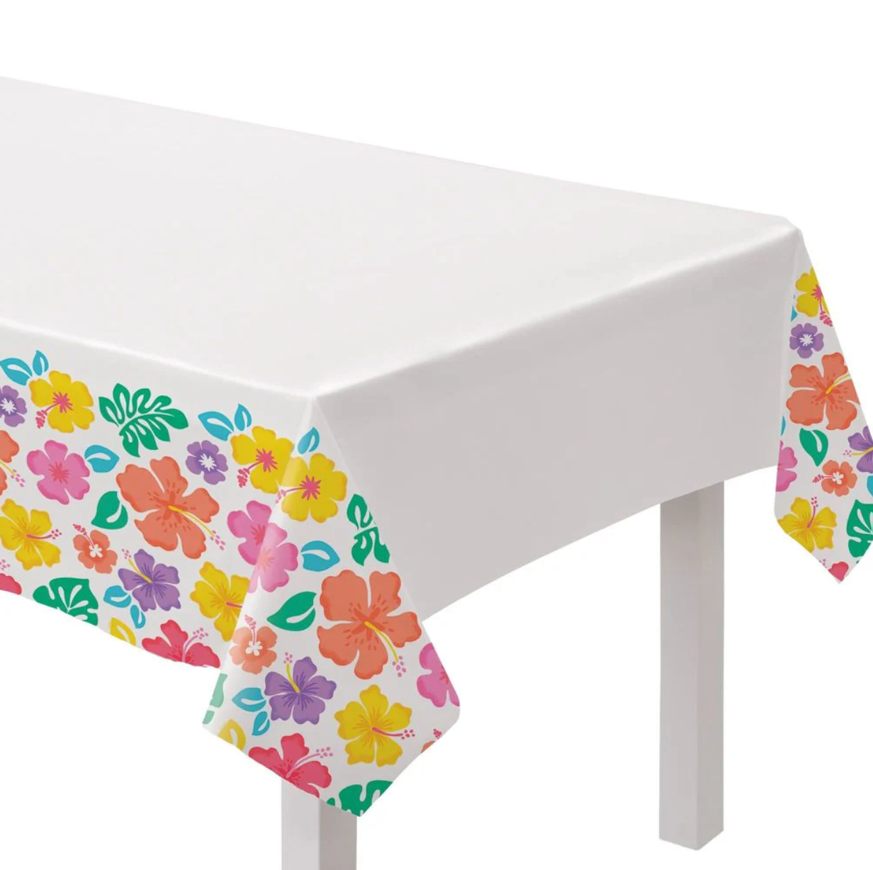 Summer Hibiscus Plastic 54 inch x 96 inch Tablecover 1ct
