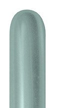 Long, slender 260 Sempertex latex balloon in cool mint green with a smooth, silky finish.