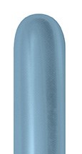 Long, slim, arctic blue latex balloon with a smooth silk finish, designed for twisting and sculpting.