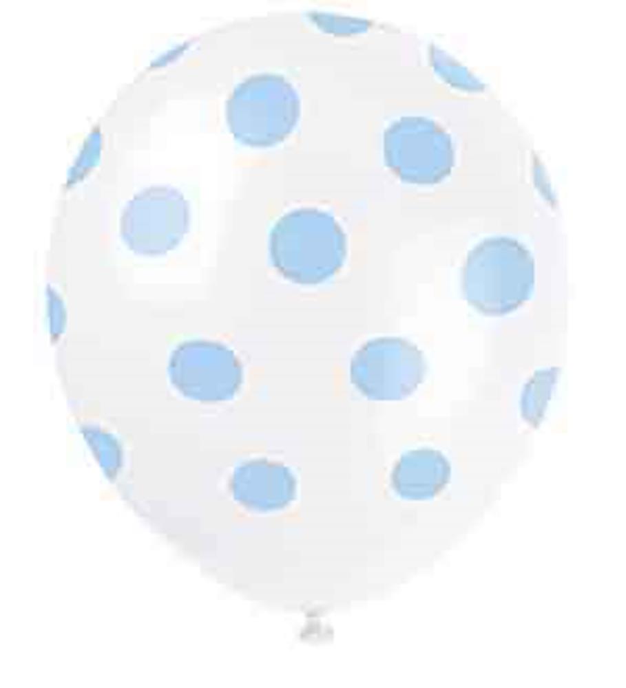 Globo 12in 6ct - Dot Powder Blue