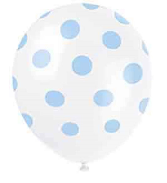 Globo 12in 6ct - Dot Powder Blue