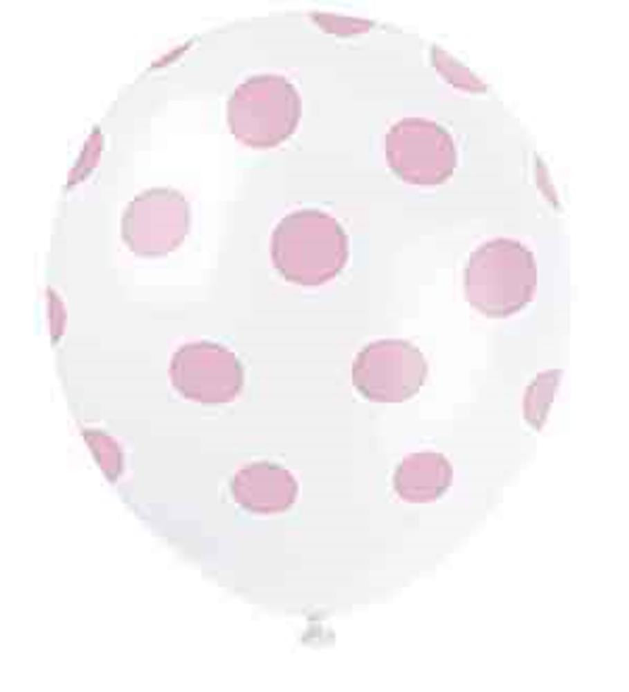 Lovely Pink Dots 12 inch Latex Balloons, 6ct