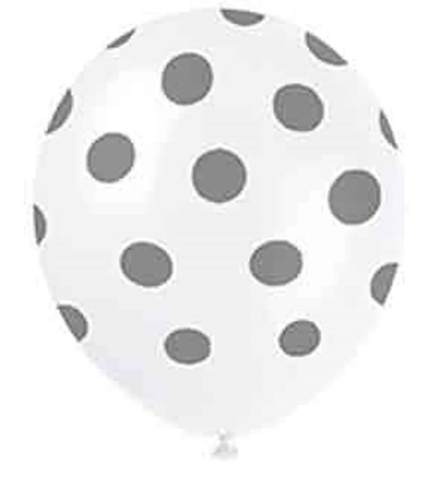 Silver Dots 12 inch Latex Balloons 6ct