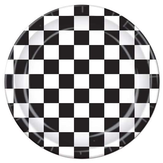 Racing Checkered 9 inch Plate 8ct
