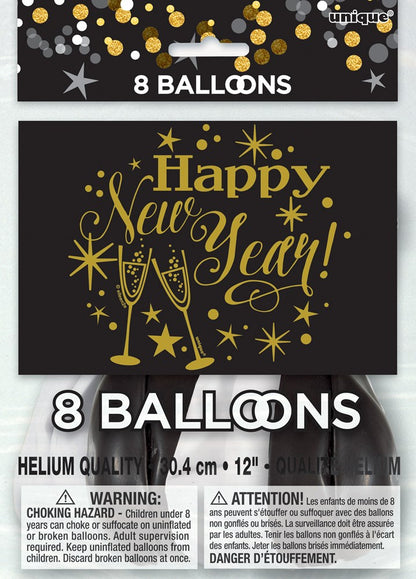 Glittering New Year 12in Balloon 8ct