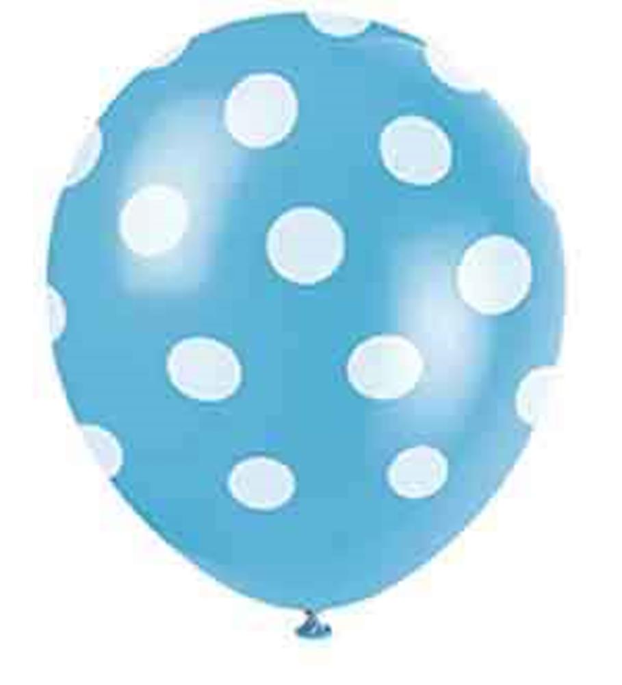 Balloon 12in - Dot Teal 6ct