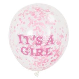 Girl Confetti Balloon 12in 6ct - Pink