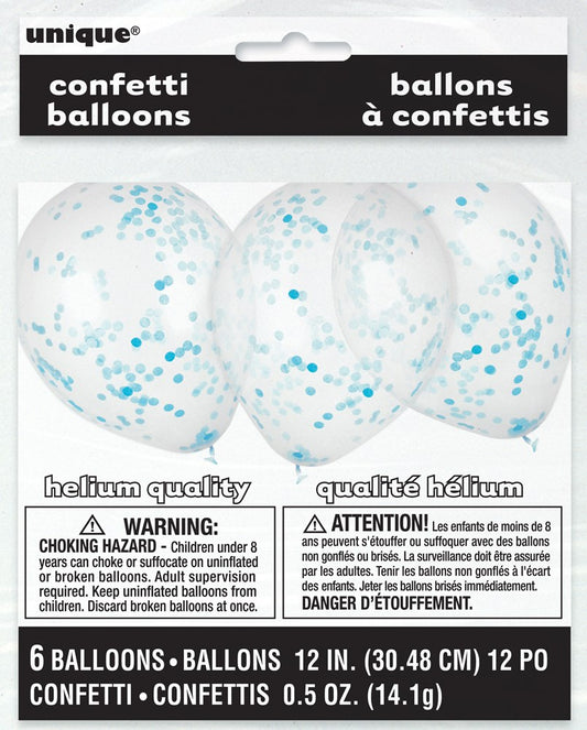 Confetti Balloon 12in 6ct - Powder Blue DISCONTINUED