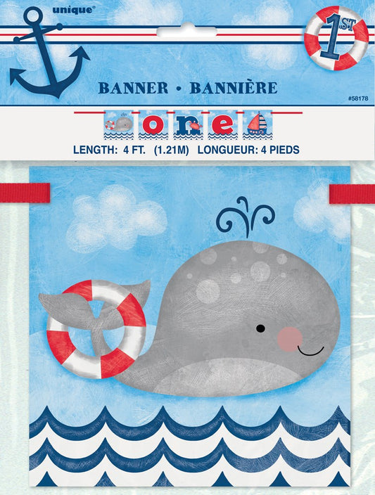 Banner de bloque de 1er cumpleaños náutico