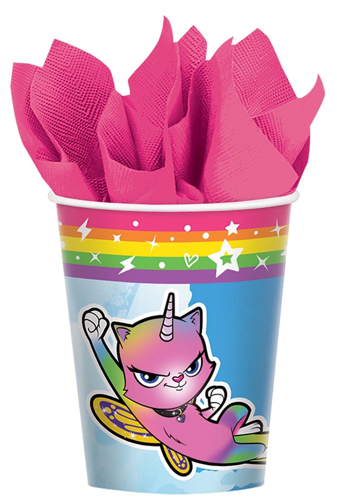 Rainbow Butterfly Unicornio Kitty Cup 9oz 8ct