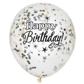 Balloon Happy Birthday Bk - Clear 6ct