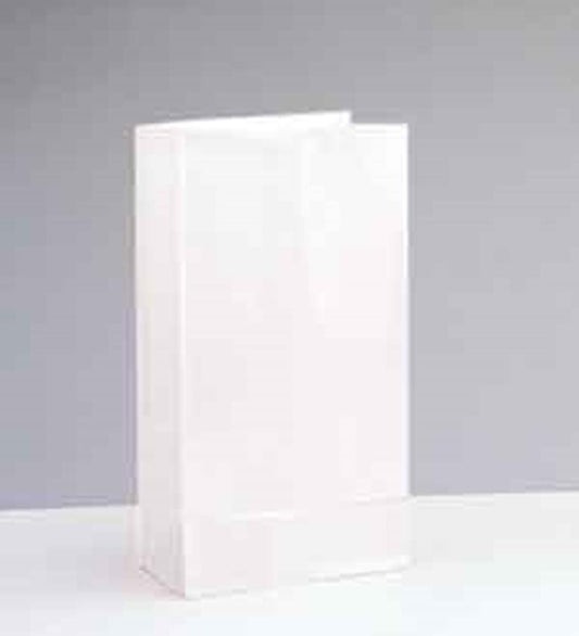 Plain white rectangular paper party bag with a flat bottom, standing upright.