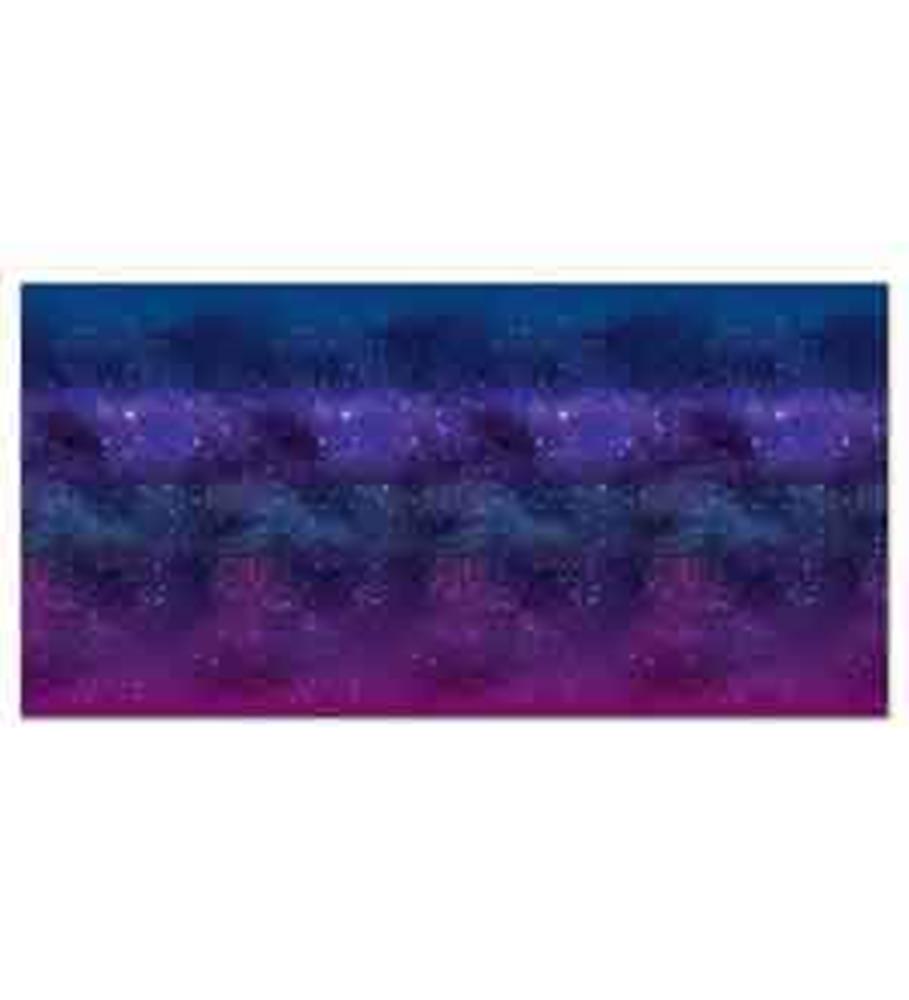 Rectangular backdrop featuring a deep space galaxy scene with blue, purple, and pink nebula clouds and scattered white stars.