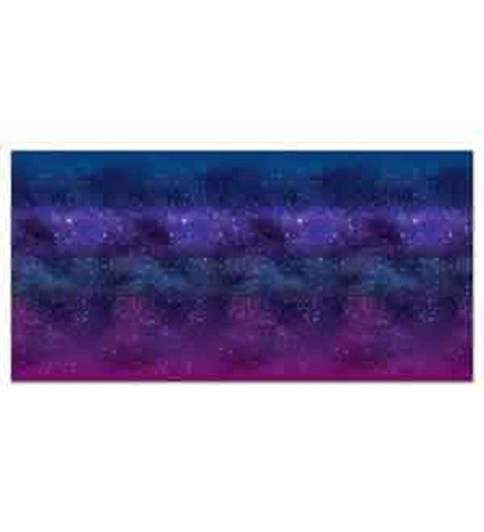 Rectangular backdrop featuring a deep space galaxy scene with blue, purple, and pink nebula clouds and scattered white stars.