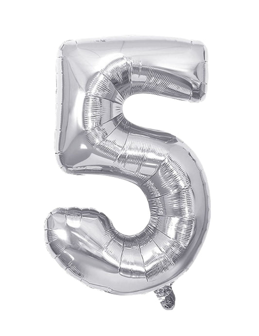 House of Balloons Silver Lining Number 5 28 inch Foil Balloon 1ct