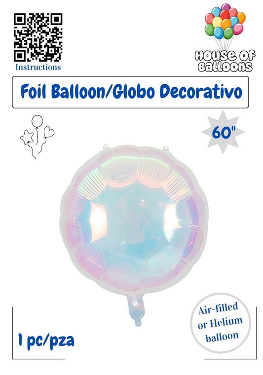 House of Balloons White Mother of Pearl Sphere 60 inch Foil Balloon 1ct