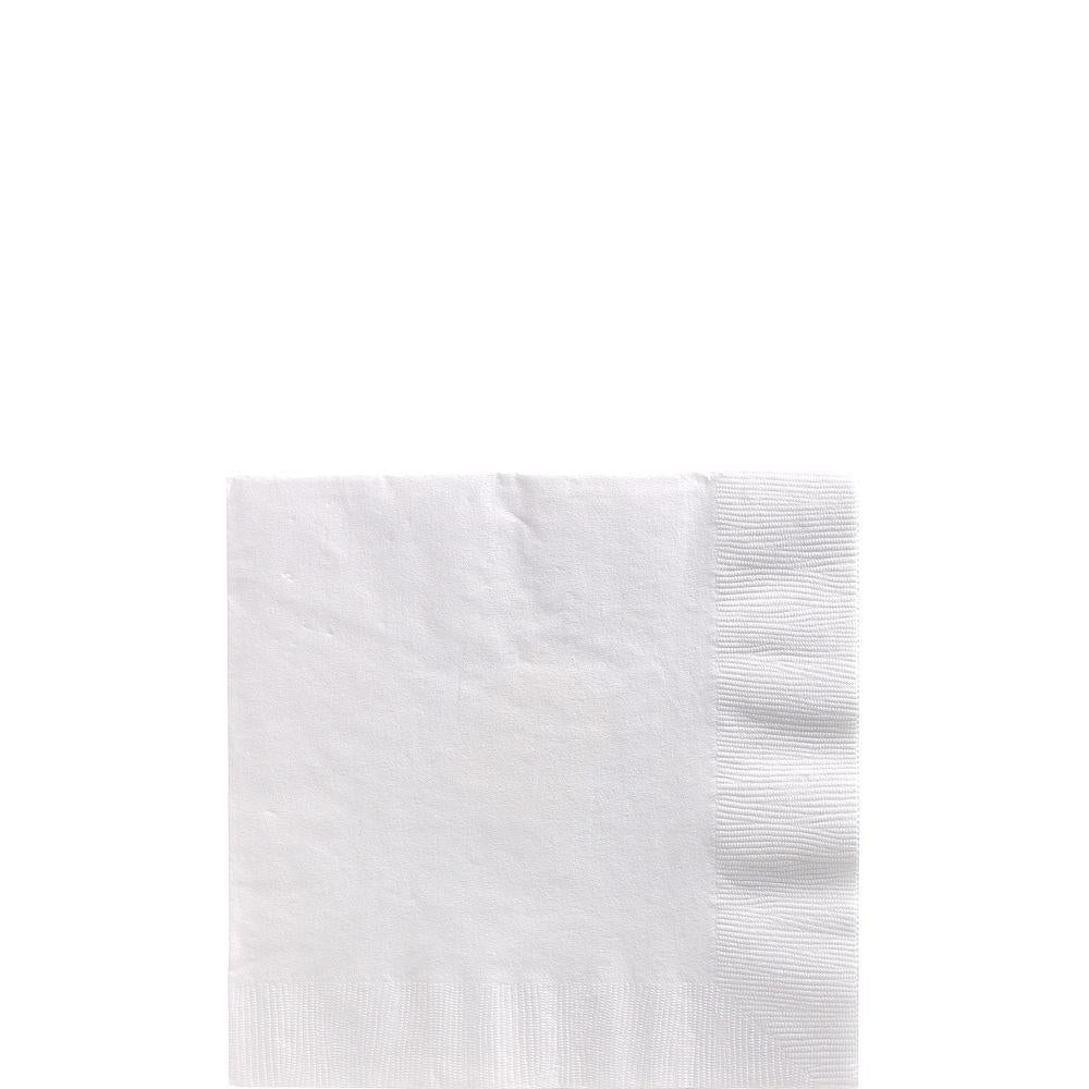 White square folded two-ply paper napkin with subtle embossed border.