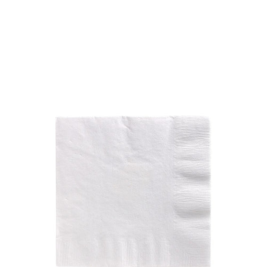 White square folded two-ply paper napkin with subtle embossed border.