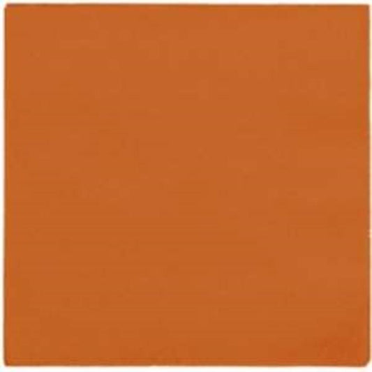 Square orange peel colored cocktail napkin with smooth texture, small size.